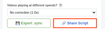 The Share Script button, at the bottom of the extension next to Export .sync