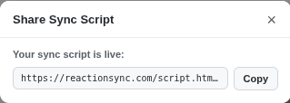 Your sync script is live: the link, with a Copy button